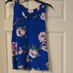 Everly Blue Floral Tank Top